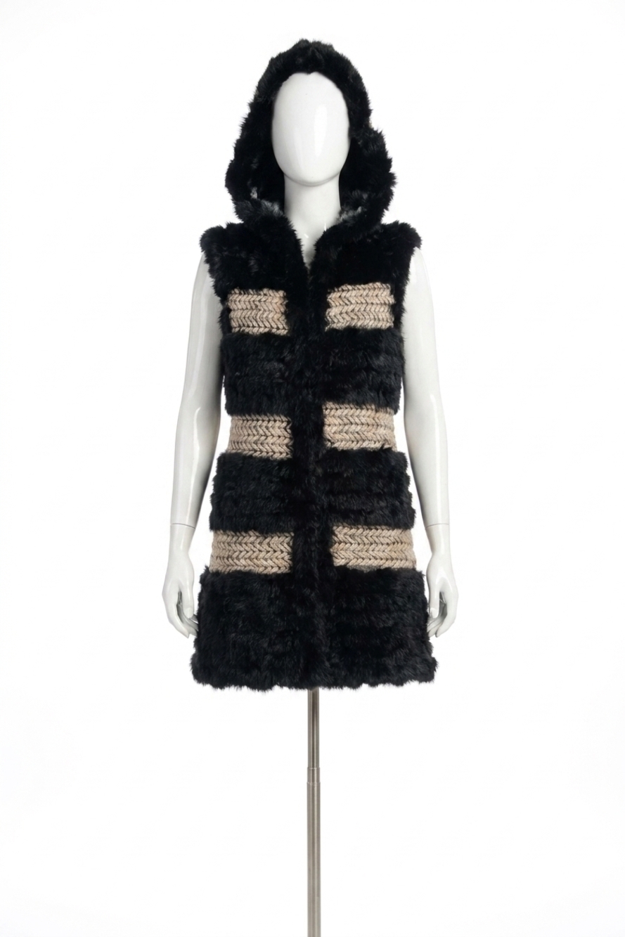 NEW LOVE TOKEN dion fur vest in black